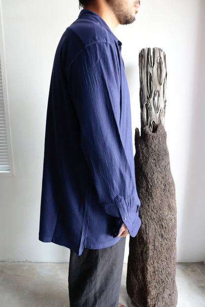 【KANEMASA PHIL.】36G Wool Fulling Ideal Shirt / PURPLE NAVY
