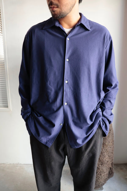 【KANEMASA PHIL.】36G Wool Fulling Ideal Shirt / PURPLE NAVY