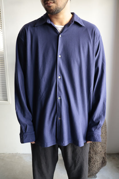 【KANEMASA PHIL.】36G Wool Fulling Ideal Shirt / PURPLE NAVY