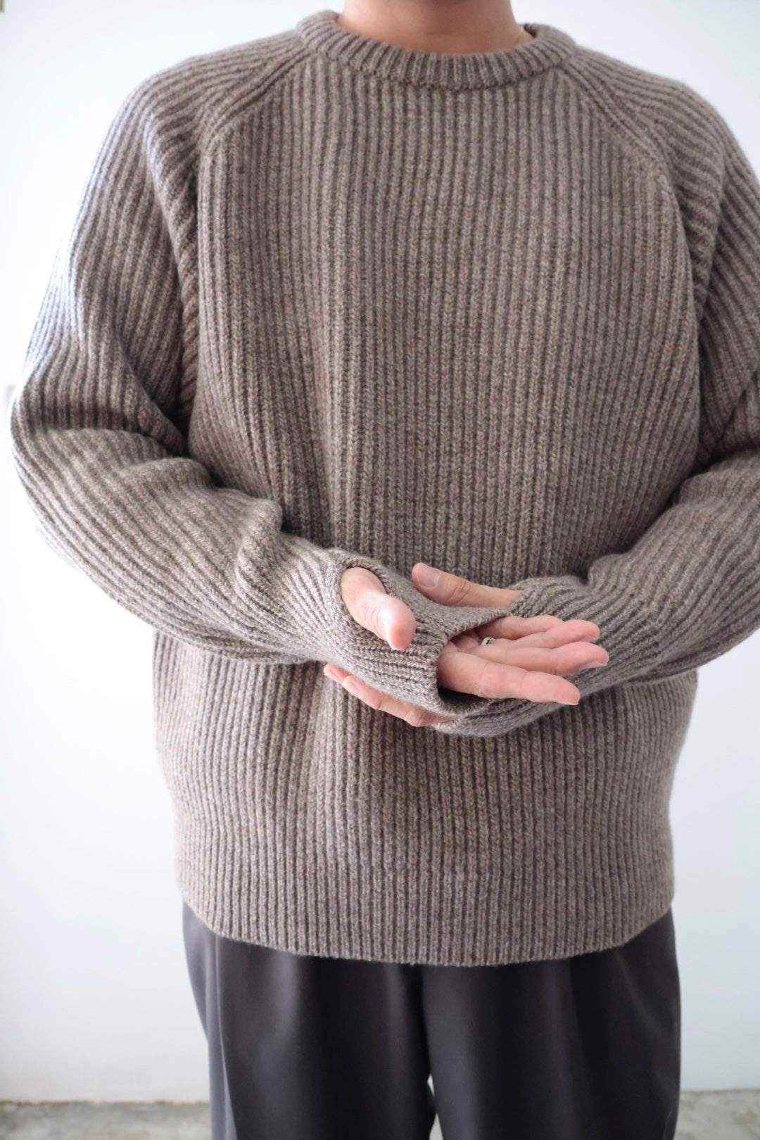 【Urig】5G KNIT CREW NECK PO / ETOUPE