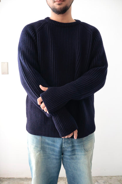 【Urig】5G KNIT CREW NECK PO / NAVY