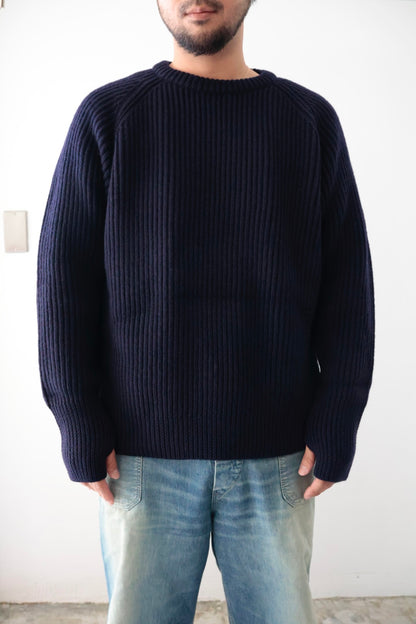【Urig】5G KNIT CREW NECK PO / NAVY
