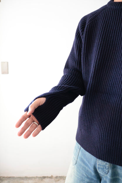 【Urig】5G KNIT CREW NECK PO / NAVY