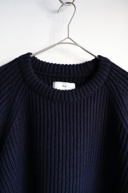 【Urig】5G KNIT CREW NECK PO / NAVY