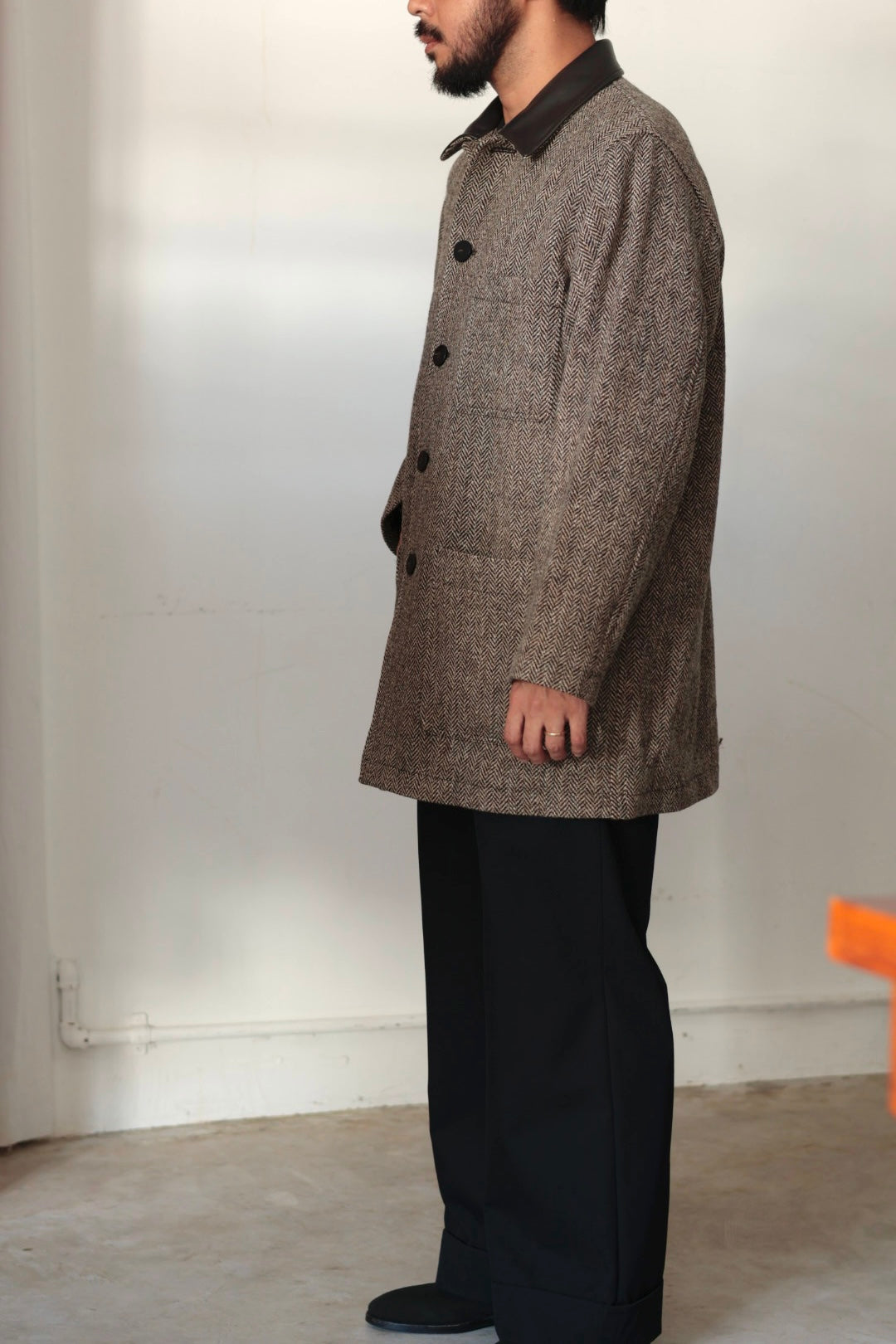【Cale】Wool Herringbone Coat