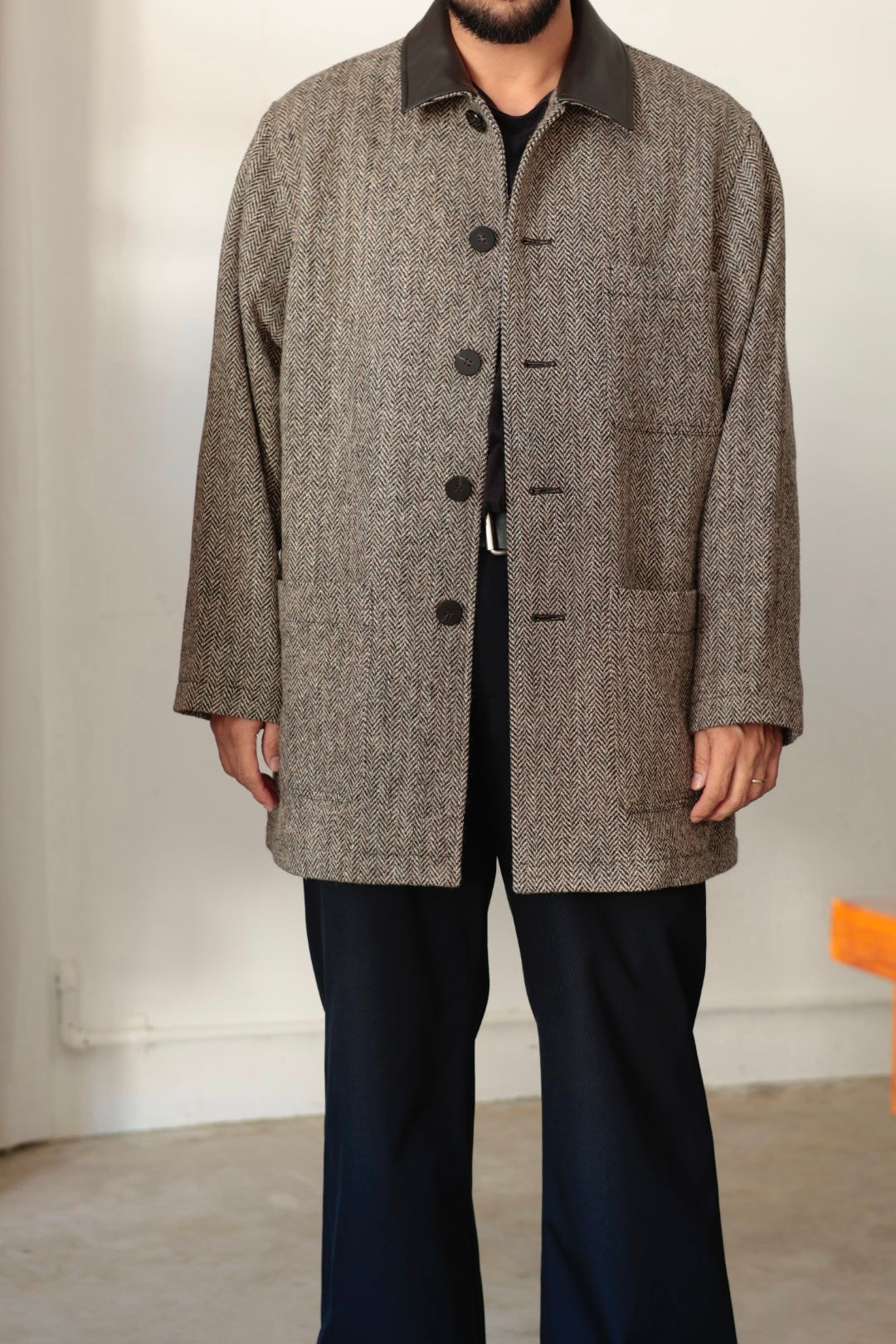 【Cale】Wool Herringbone Coat