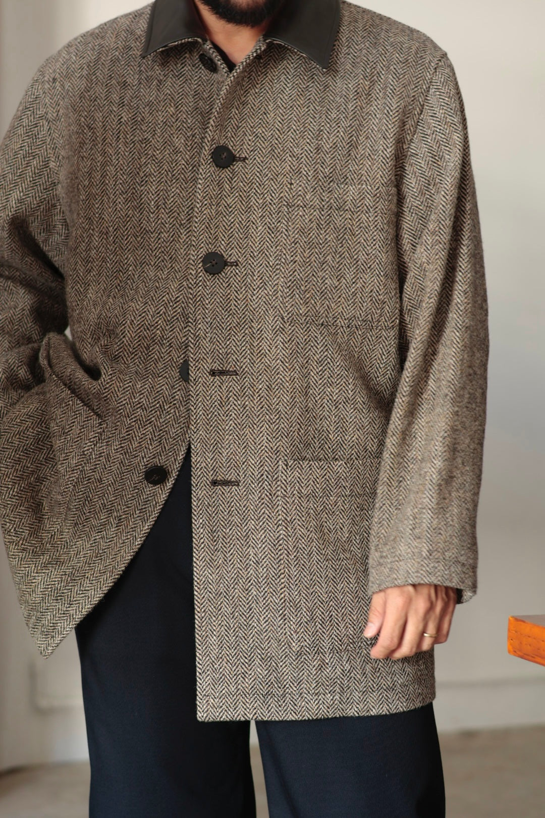 【Cale】Wool Herringbone Coat
