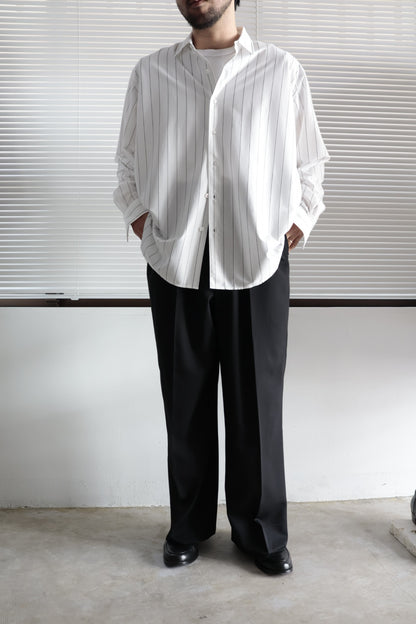 26SS【谷吹】Two intuck wide trousers -Black-  Wool Twill