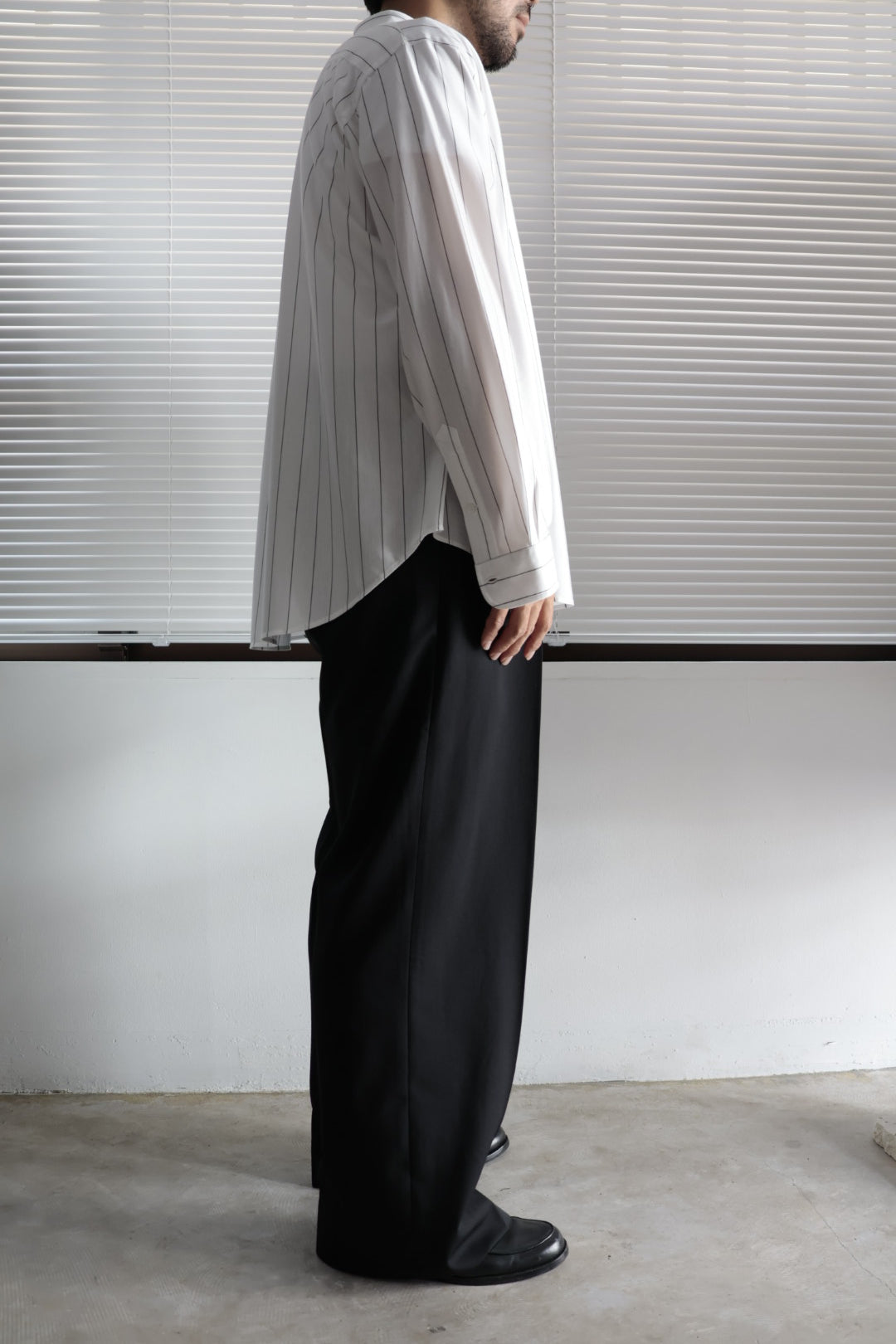 26SS【谷吹】Two intuck wide trousers -Black-  Wool Twill
