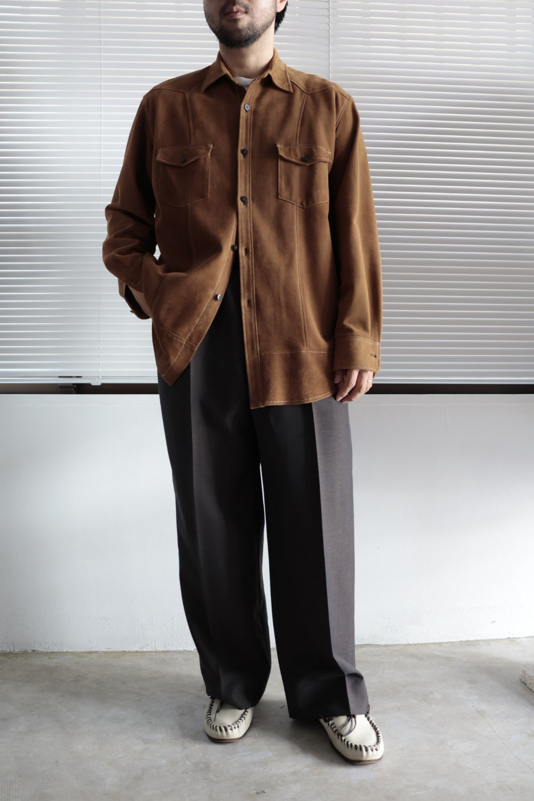 26SS【谷吹】Two intuck wide trousers -Brown-