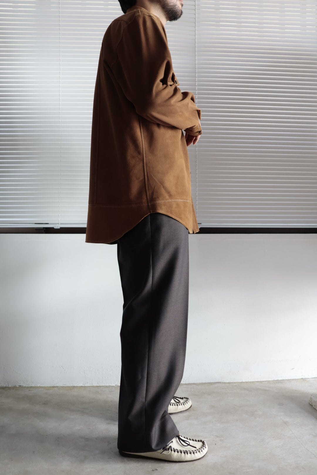 26SS【谷吹】Two intuck wide trousers -Brown-