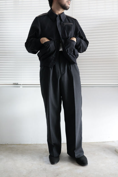 26SS【谷吹】Two intuck wide trousers -Black- Microcheck