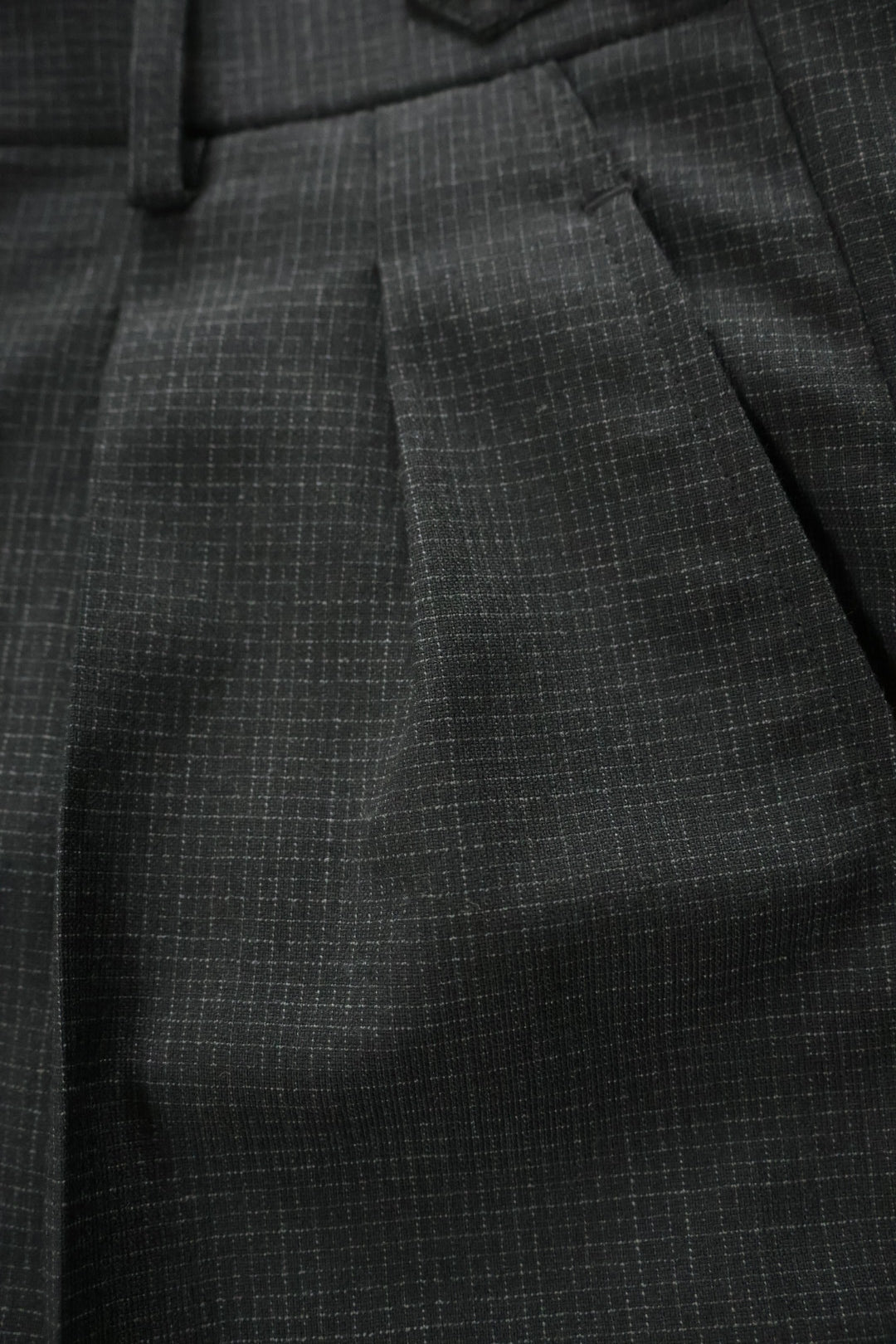 26SS【谷吹】Two intuck wide trousers -Black- Microcheck