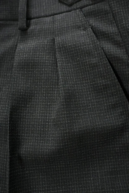 26SS【谷吹】Two intuck wide trousers -Black- Microcheck