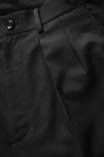 26SS【谷吹】Two intuck wide trousers -Black-  Wool Twill