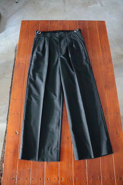 26SS【谷吹】Two intuck wide trousers -Black- Microcheck