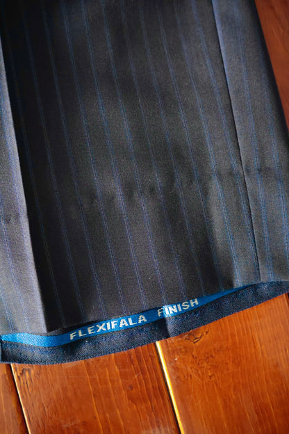 26SS【谷吹】Two intuck wide trousers -Navy- Wool Twill Stripe