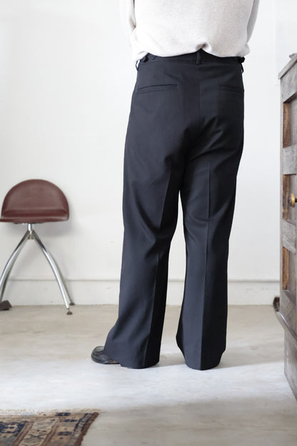 26SS【Tanibuki】Two In-Tuck Wide Trousers -Black- Wool Twill