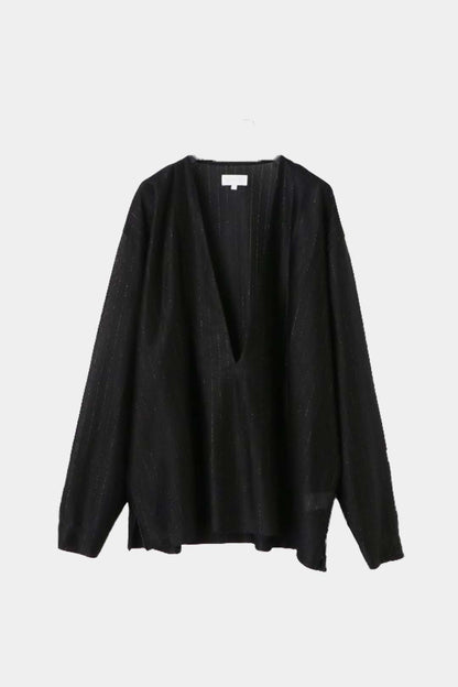 26SS【KANEMASA PHIL.】28G Silk Ramie Stripe LS Tee