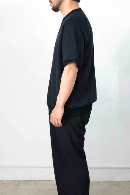 26SS【Cale】36G Cotton Fleece  S/S Sweat (BLACK)