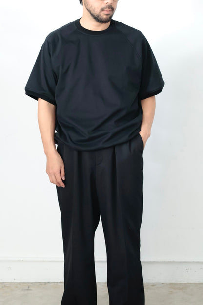 26SS【Cale】36G Cotton Fleece  S/S Sweat (BLACK)