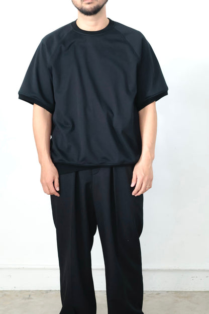 26SS【Cale】36G Cotton Fleece  S/S Sweat (BLACK)