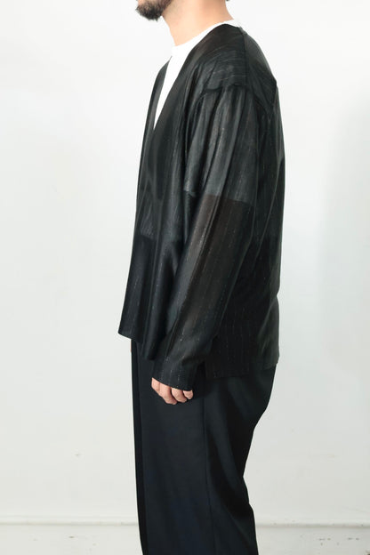 26SS【KANEMASA PHIL.】28G Silk Ramie Stripe LS Tee