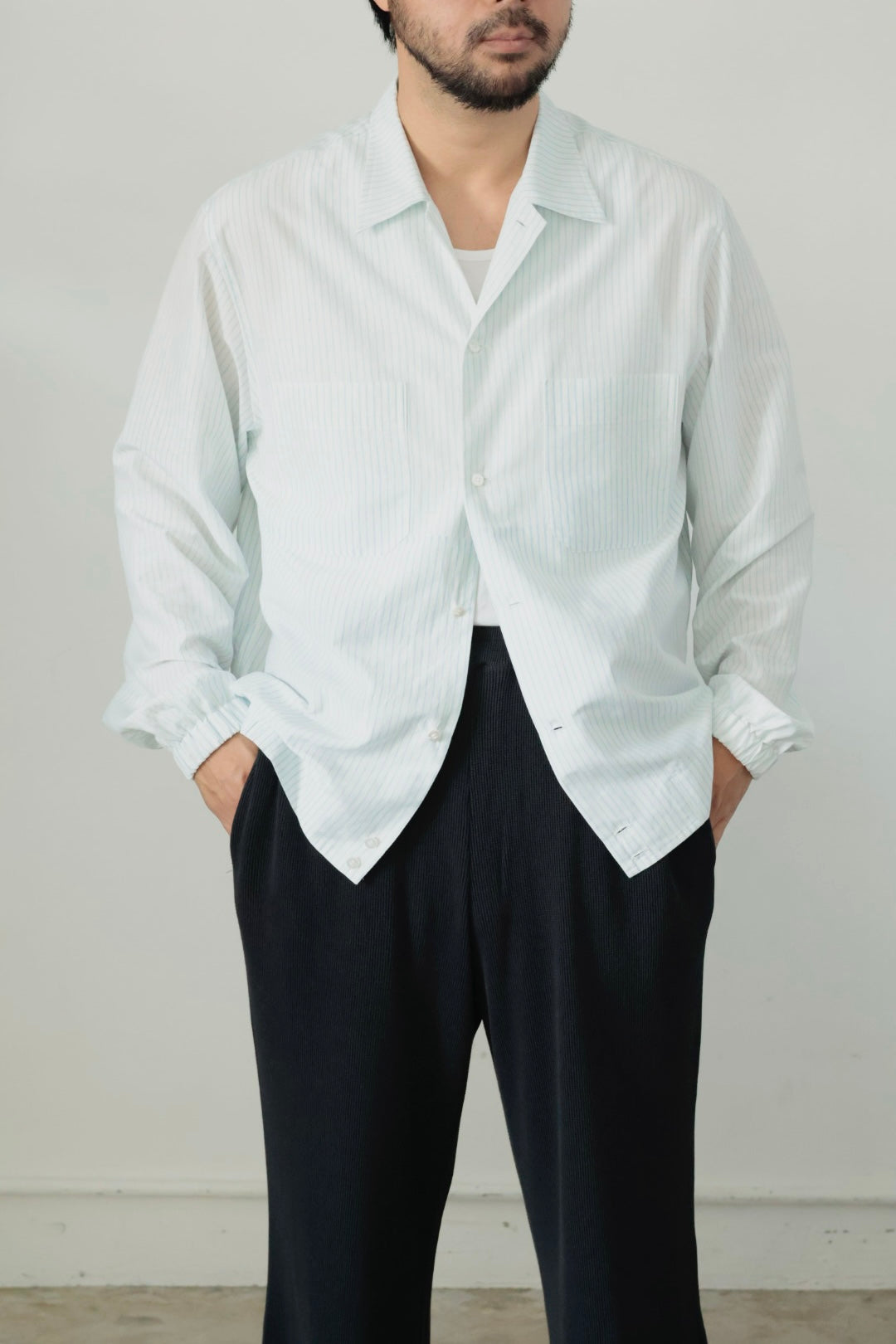 26SS【Cale】Lime Indigo Cotton Silk Shirt – Mo