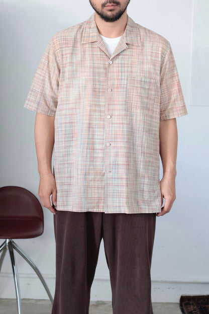 26SS【Cale】Cotton Ikat Check S/S Shirt (Orange)