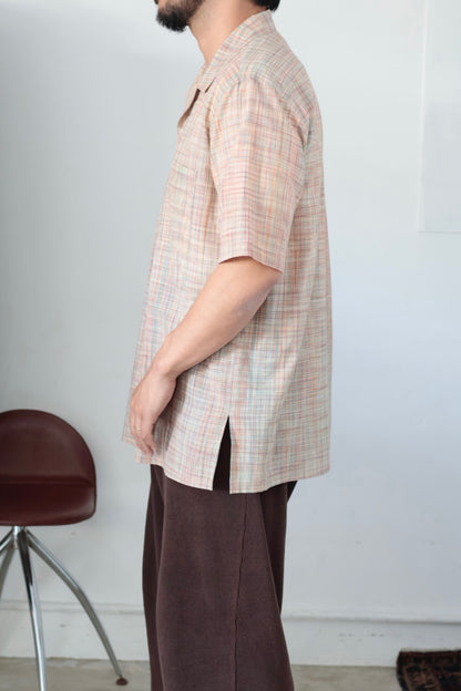 26SS【Cale】Cotton Ikat Check S/S Shirt (Orange)