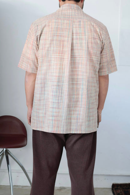 26SS【Cale】Cotton Ikat Check S/S Shirt (Orange)