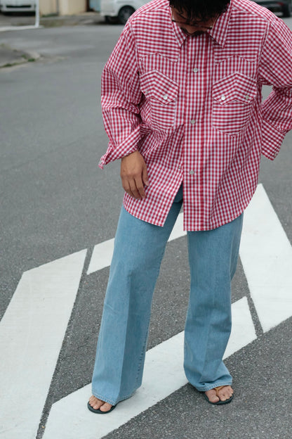 20%OFF【KOOKY ZOO 】JUVENILE DENIM WESTERN SHIRT TYPE3 (RED)