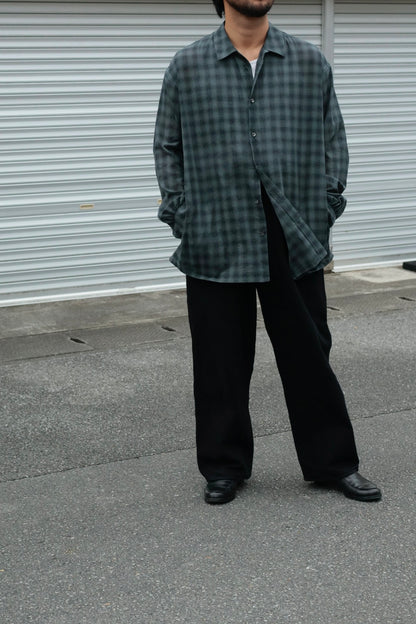 26SS【Urig】OMBRE CHECK SIDE HIDE POCKET SHIRT LS / Charcoal