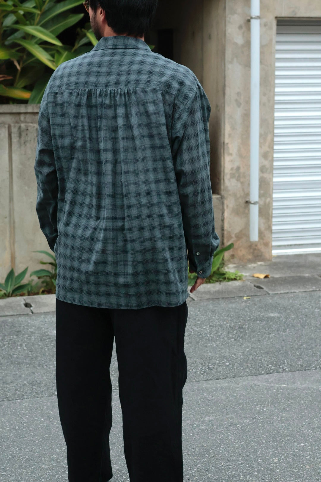 26SS【Urig】OMBRE CHECK SIDE HIDE POCKET SHIRT LS / Charcoal