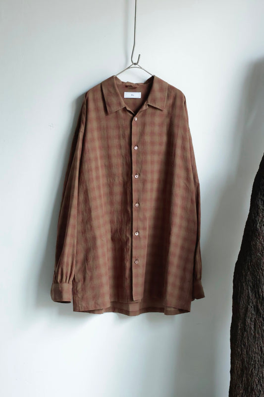 26SS【Urig】OMBRE CHECK SIDE HIDE POCKET SHIRT LS / Brown
