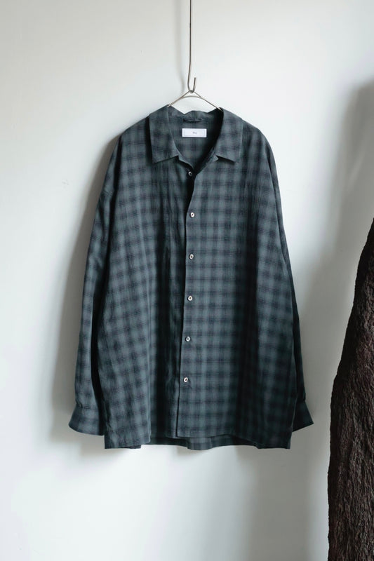 26SS【Urig】OMBRE CHECK SIDE HIDE POCKET SHIRT LS / Charcoal