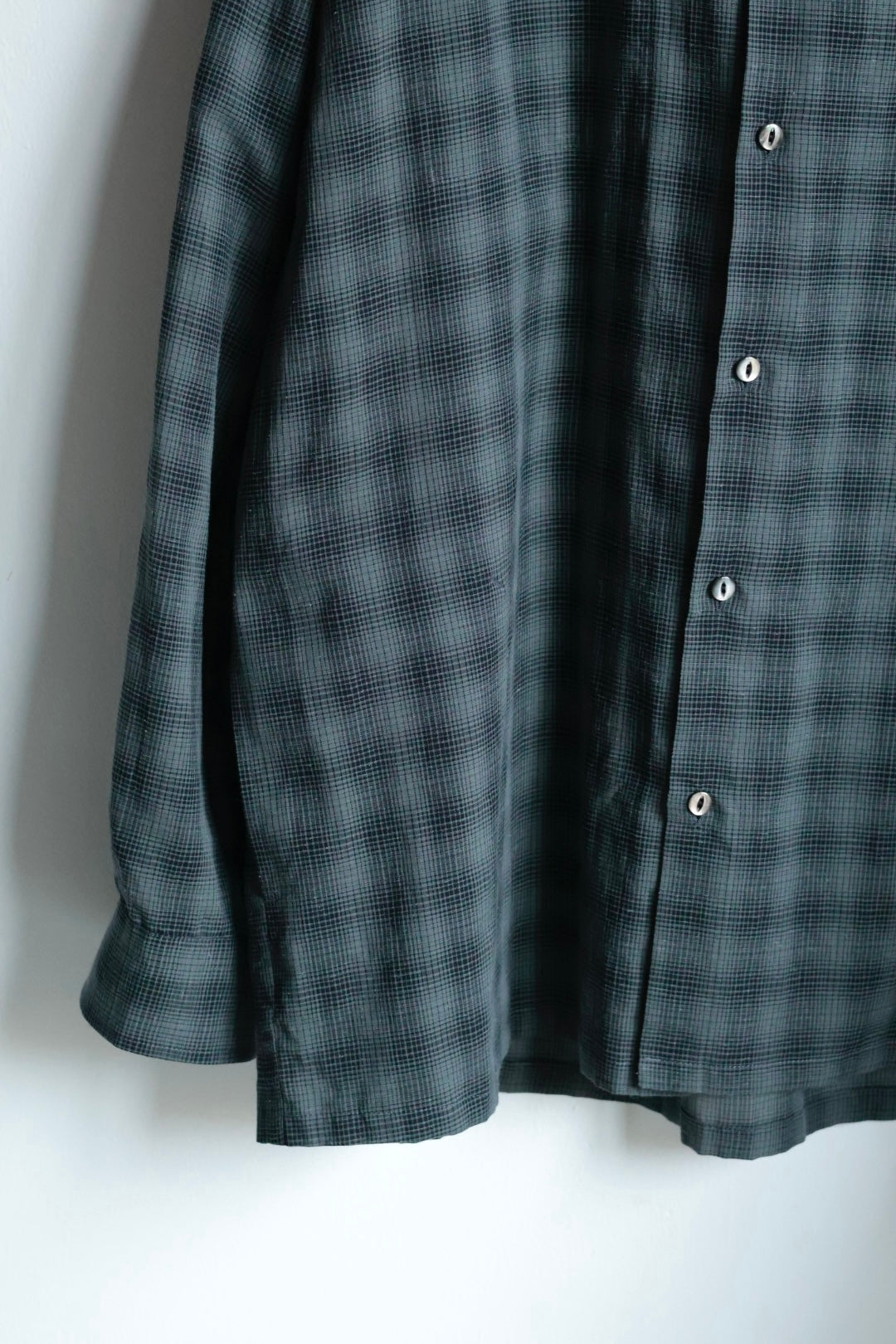 26SS【Urig】OMBRE CHECK SIDE HIDE POCKET SHIRT LS / Charcoal