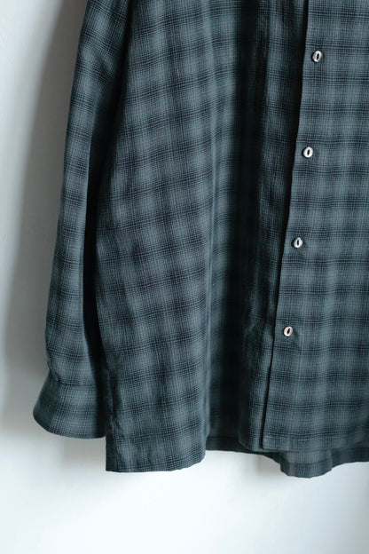 26SS【Urig】OMBRE CHECK SIDE HIDE POCKET SHIRT LS / Charcoal