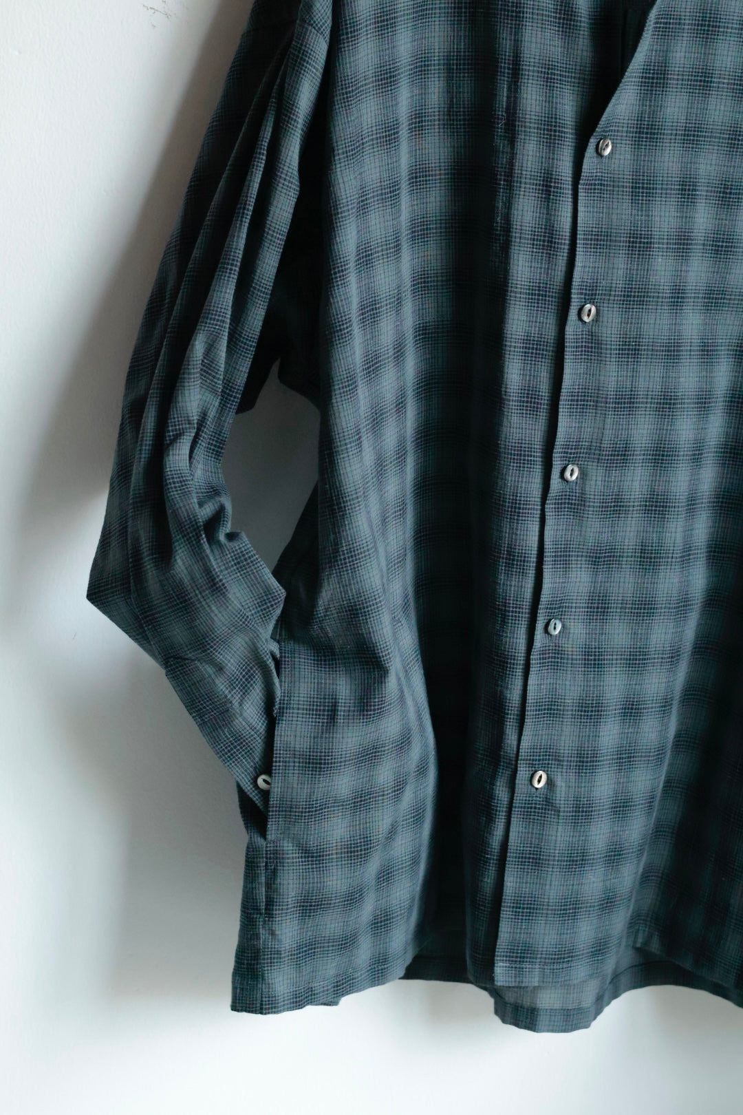 26SS【Urig】OMBRE CHECK SIDE HIDE POCKET SHIRT LS / Charcoal