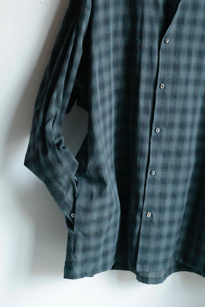 26SS【Urig】OMBRE CHECK SIDE HIDE POCKET SHIRT LS / Charcoal