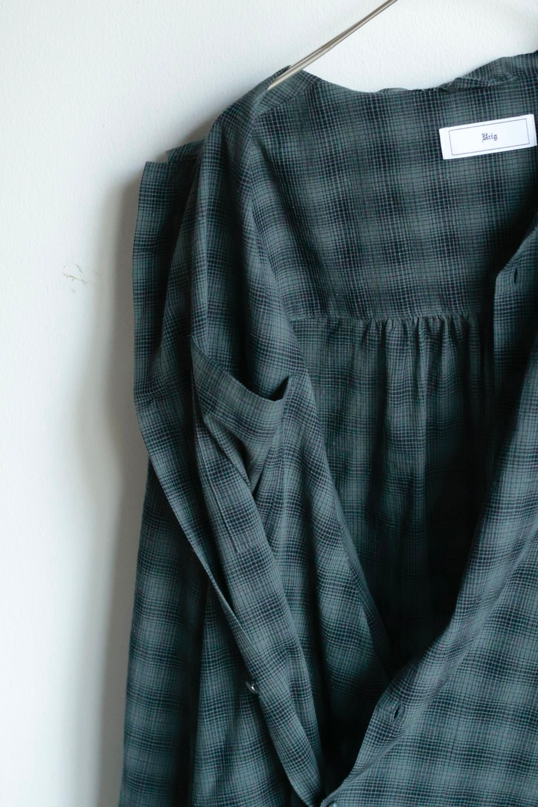 26SS【Urig】OMBRE CHECK SIDE HIDE POCKET SHIRT LS / Charcoal