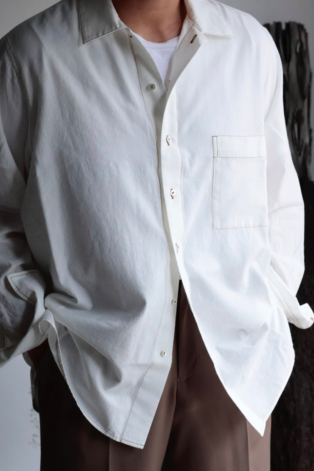 26SS【Cale】Lime Indigo Cotton Silk Shirt