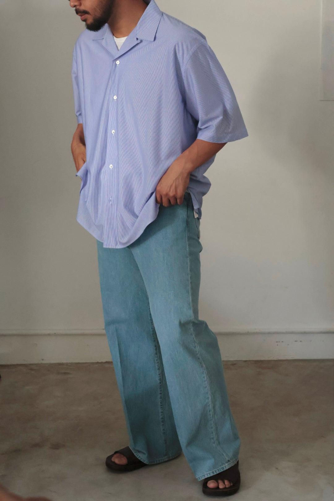 26SS【KANEMASA PHIL.】46G Stripe Ether Shirt / BLUE