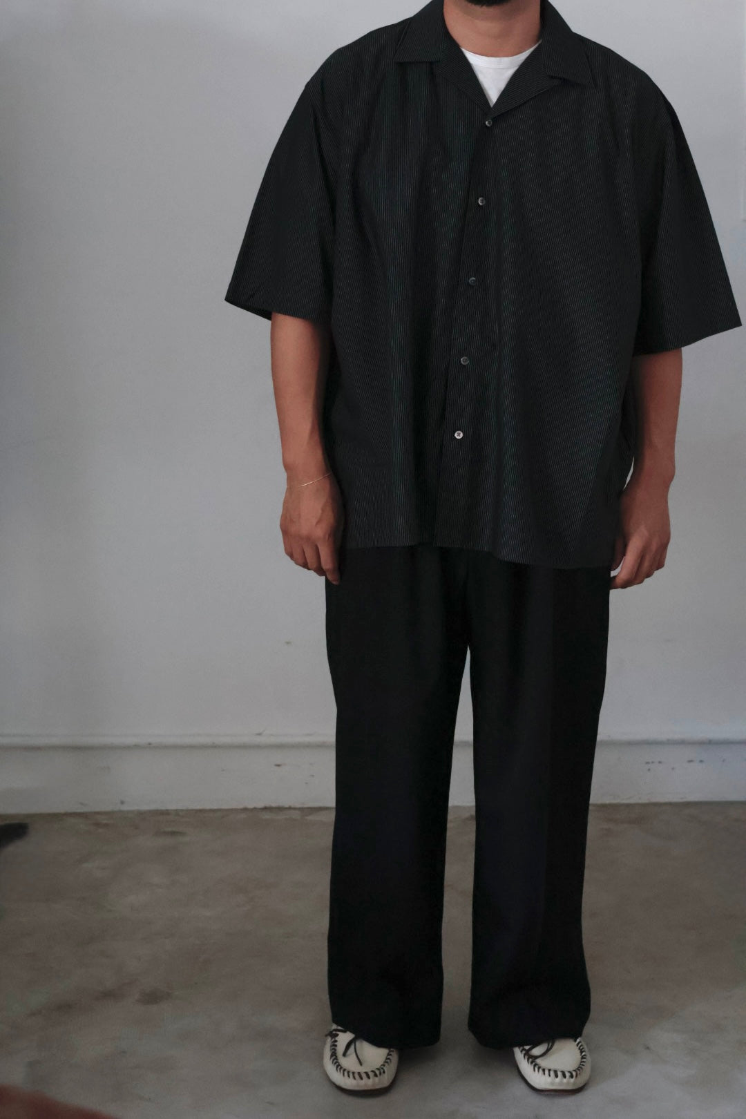 26SS【KANEMASA PHIL.】46G Stripe Ether Shirt / BLACK