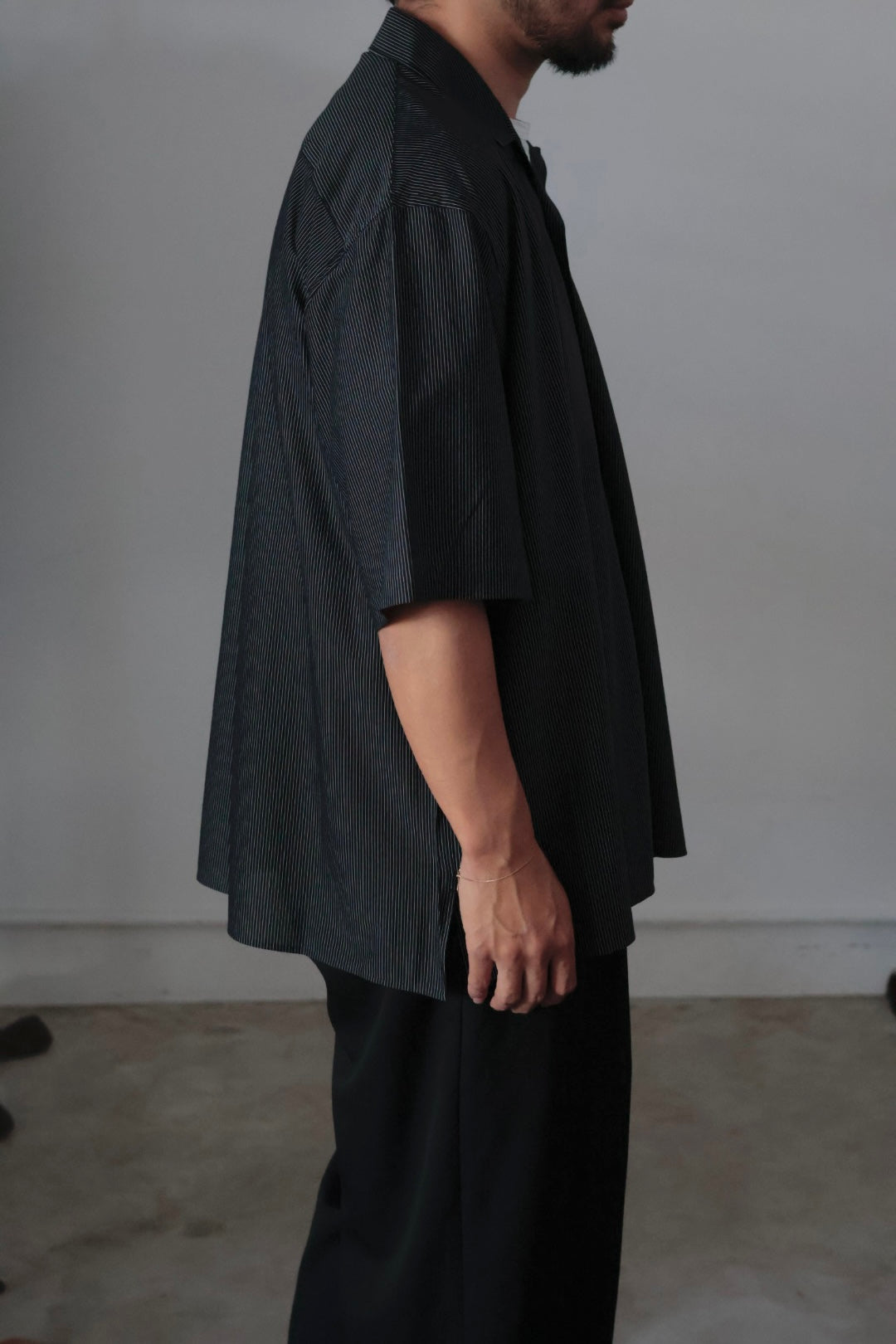 26SS【KANEMASA PHIL.】46G Stripe Ether Shirt / BLACK