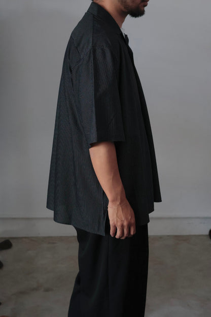 26SS【KANEMASA PHIL.】46G Stripe Ether Shirt / BLACK