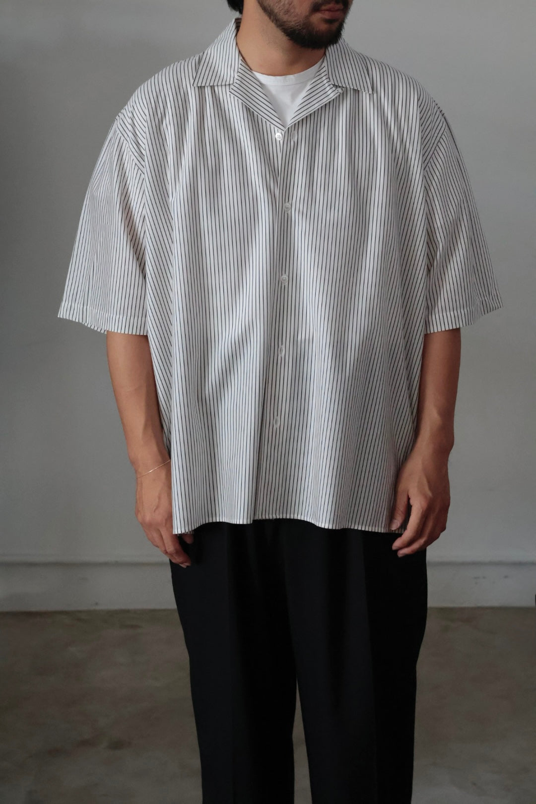 26SS【KANEMASA PHIL.】46G Stripe Ether Shirt / PS BLACK