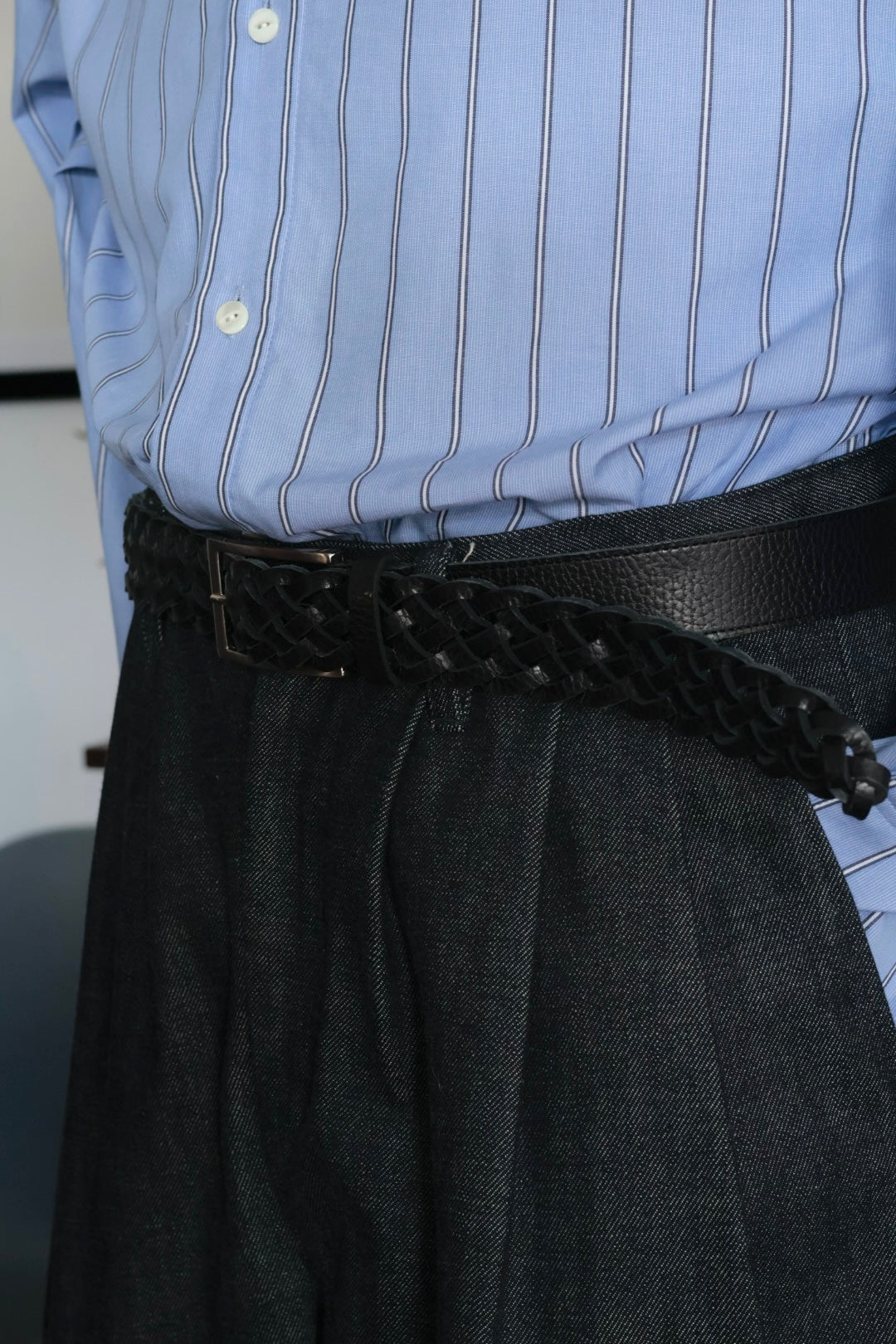 26SS【Post Production】Mesh - Belt / Embossed Vachetta Black-Silver