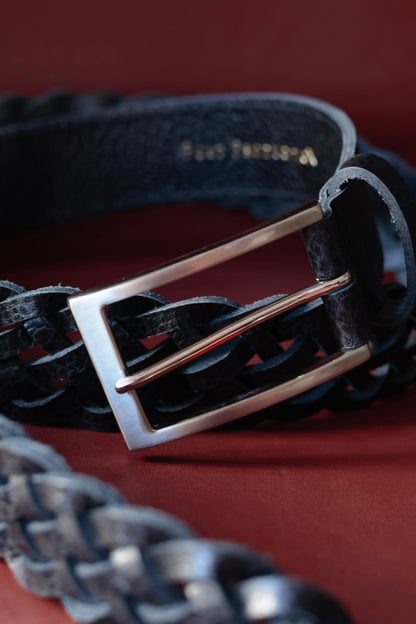26SS【Post Production】Mesh - Belt / Embossed Vachetta Black-Silver