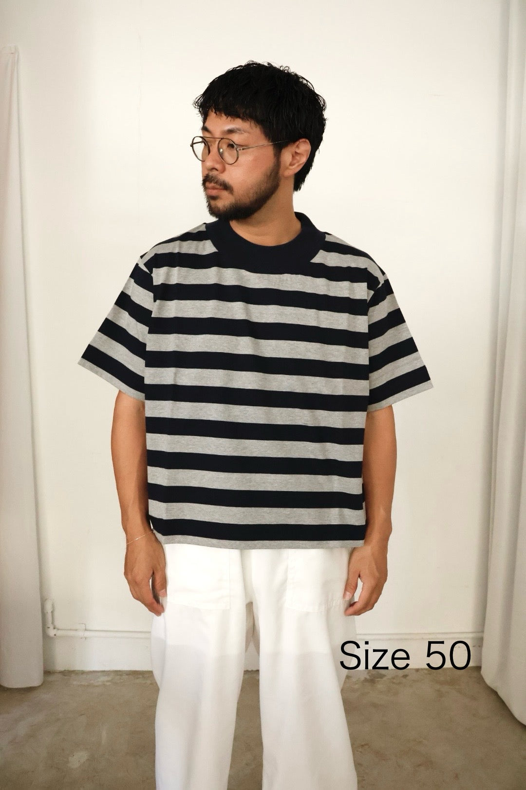 26SS【KOOKY ZOO 】JUVENILE BORDER TEE  (NAVY × GRAY)